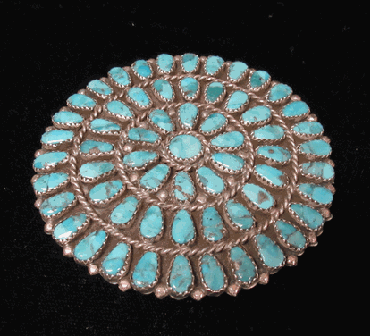 Dead pawn turquoise cluster pin 1