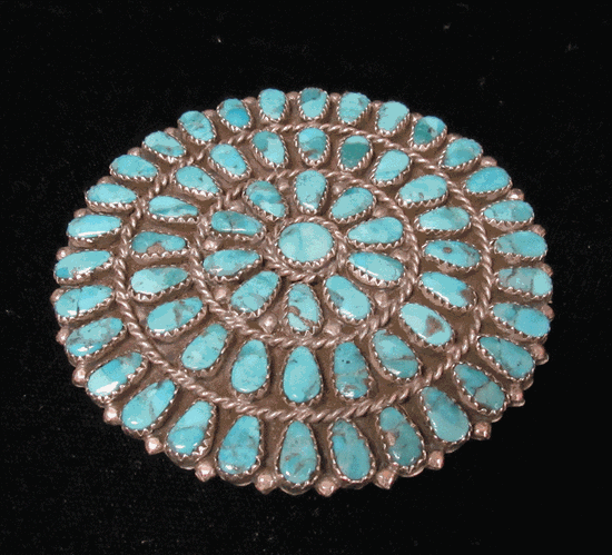 Dead pawn turquoise cluster pin 1
