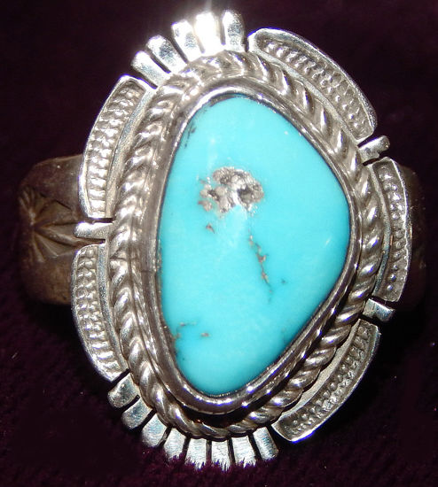 Navajo Silver and Turquoise Ring 12a