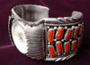 Coral and Silver Watch Bracelet c