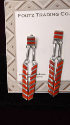 Zuni Coral Channel Ear Ring 