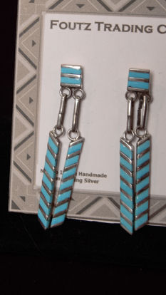 Zuni Turquoise Channel Ear Ring 